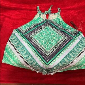 No Boundaries Green and Blue Patterned Top